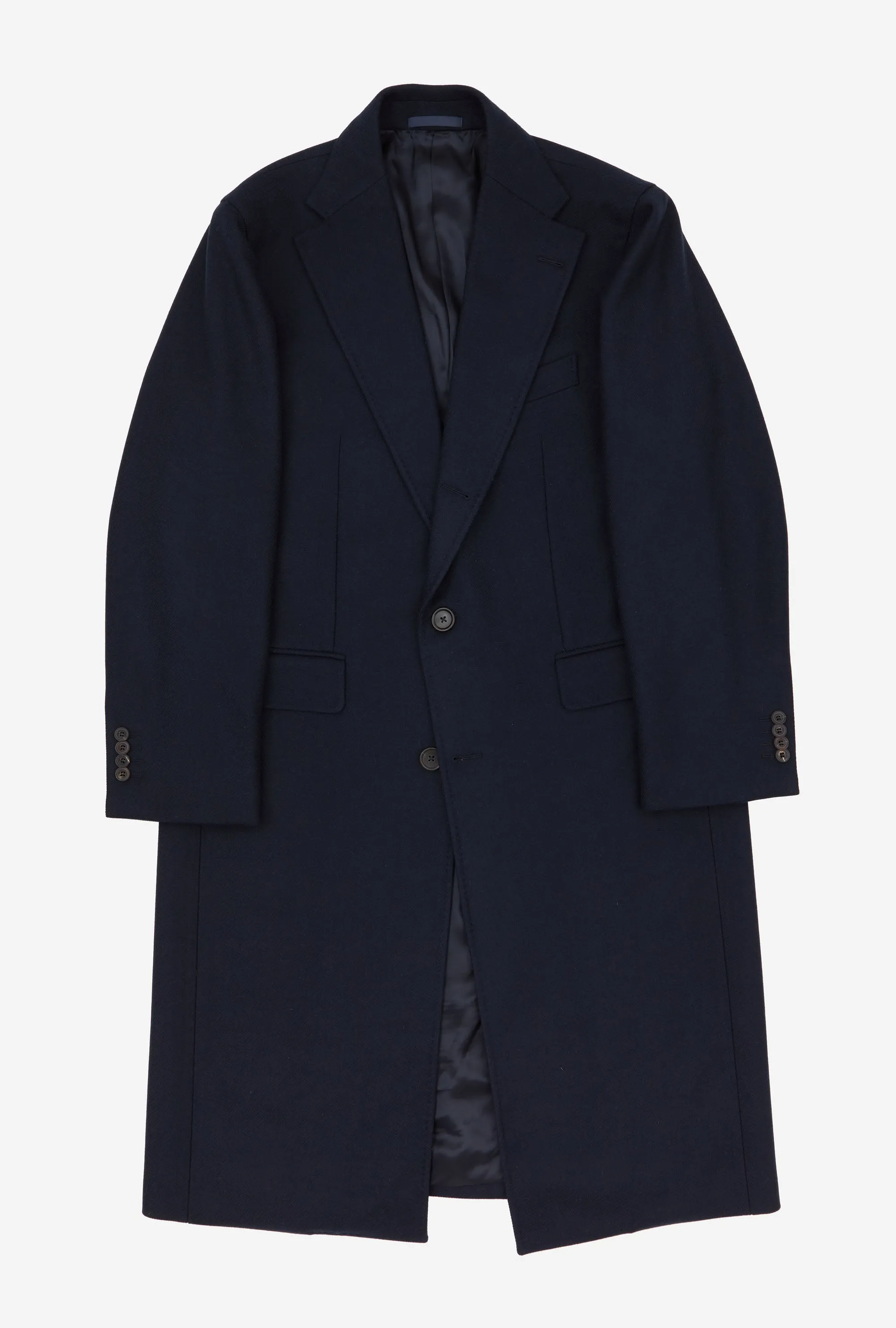 Single Breasted Overcoat Notch Lapel Navy sold by Anglo Italian