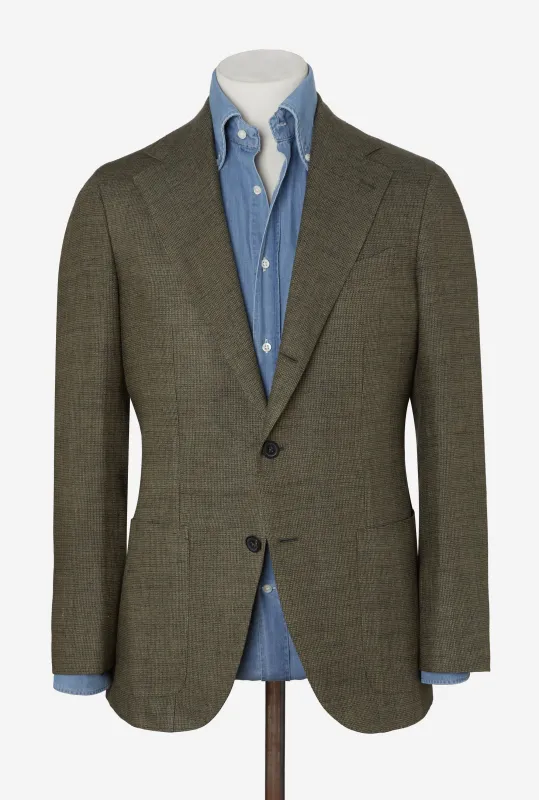 Sport Jacket Silk-Linen Sage Tickweave made by Anglo Italian
