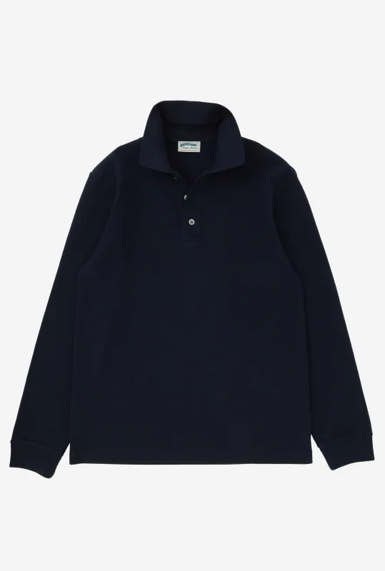 Polo Shirt Long Sleeve Navy made by Anglo Italian