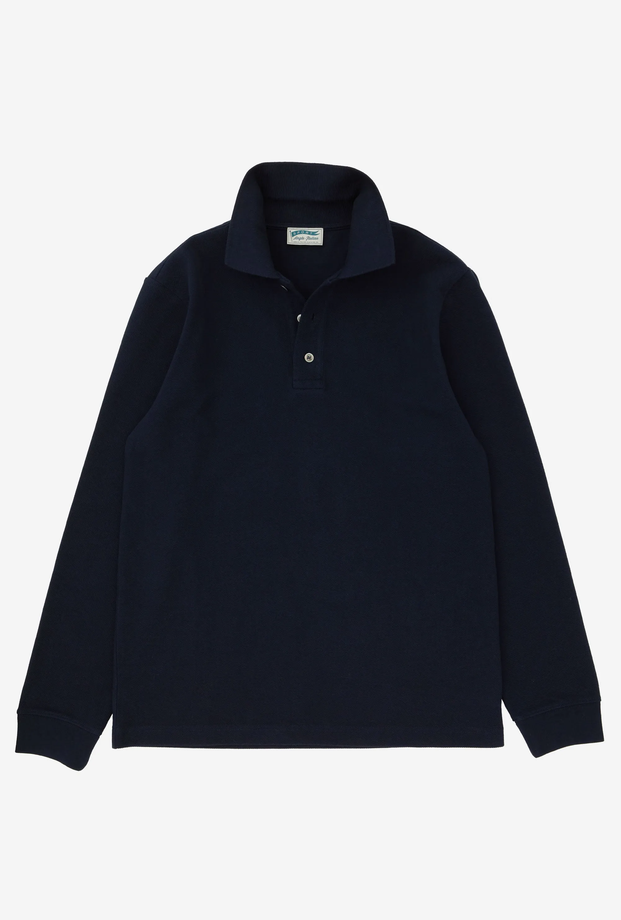 Polo Shirt Long Sleeve Navy sold by Anglo Italian