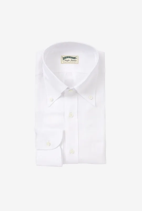 Button Down Linen Shirt White made by Anglo Italian
