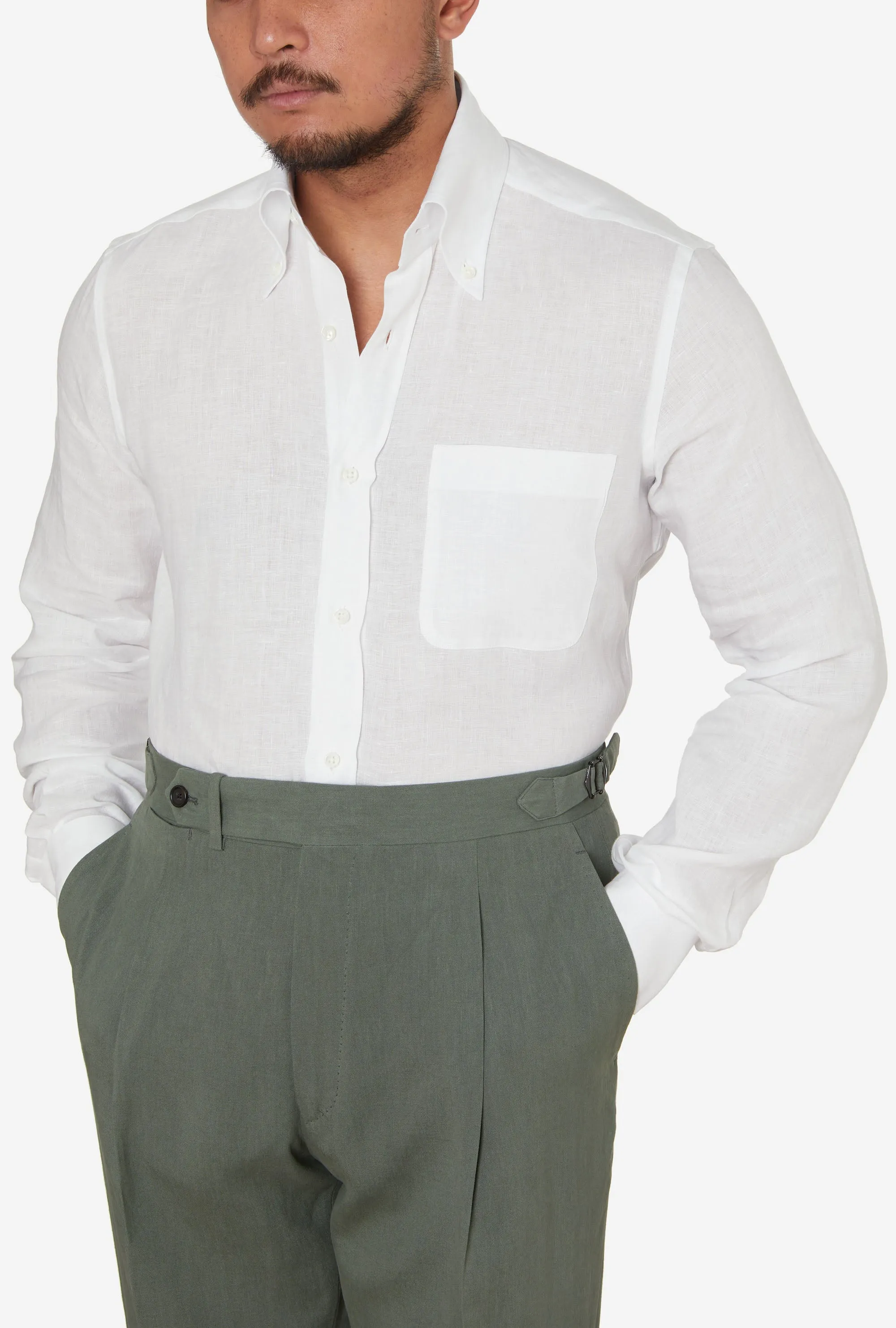 Button Down Linen Shirt White sold by Anglo Italian product image thumbnail 3
