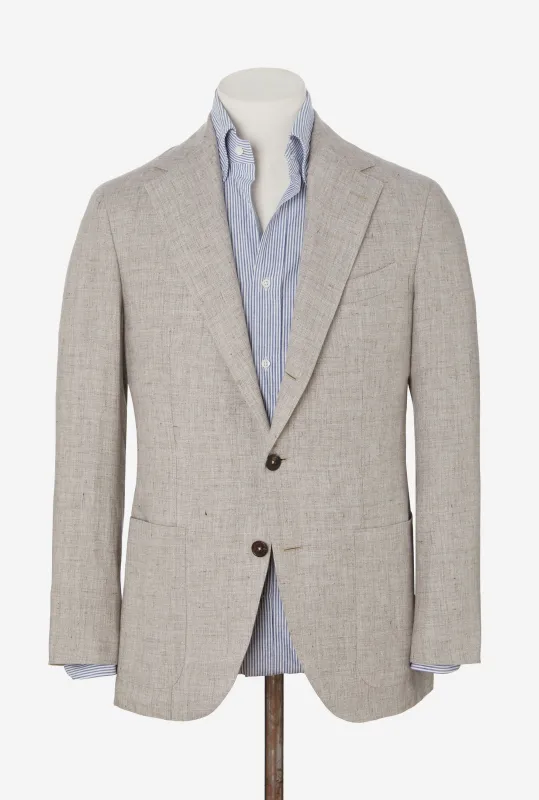 Sport Jacket Single Breasted Stone Linen made by Anglo Italian