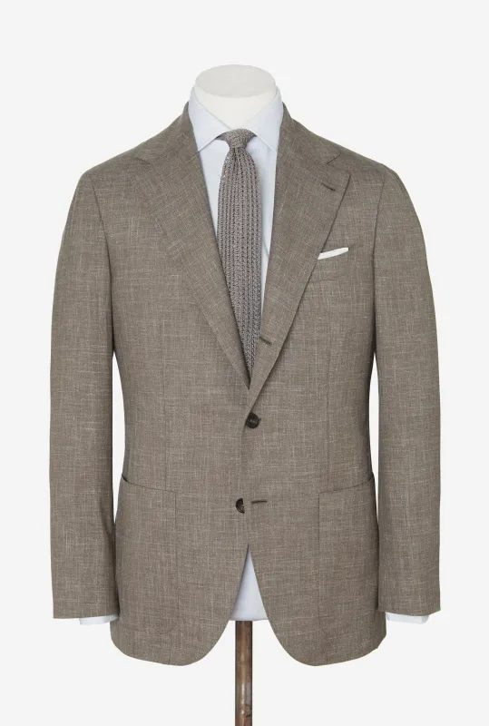 Suit Single Breasted Wool Silk Linen Taupe made by Anglo Italian