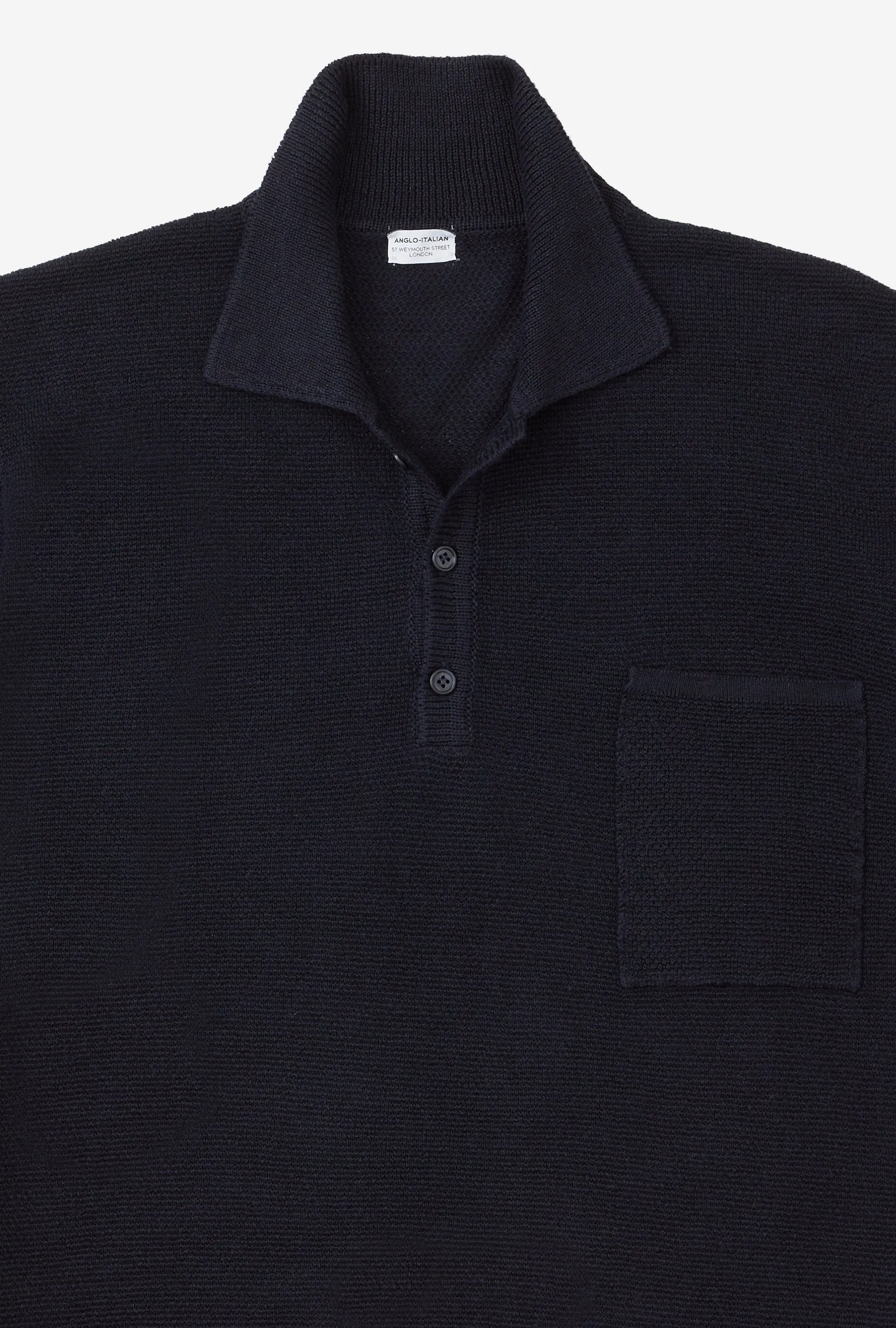 Knitted Polo Cotton Linen Navy sold by Anglo Italian product image thumbnail 3