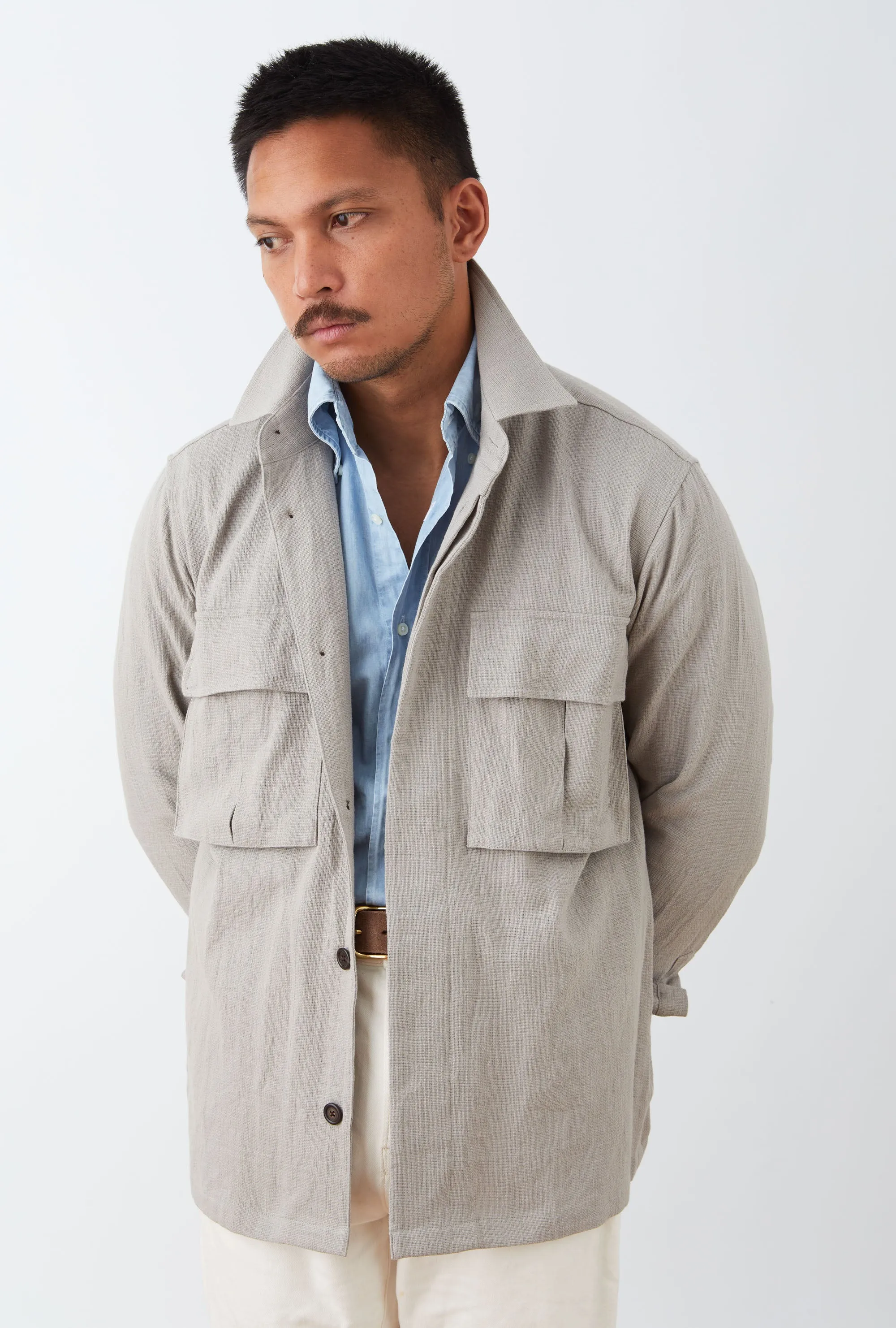 Field Overshirt Mesh Cotton Stone sold by Anglo Italian product image thumbnail 2