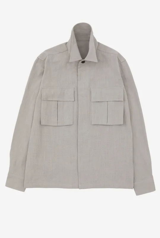 Field Overshirt Mesh Cotton Stone made by Anglo Italian