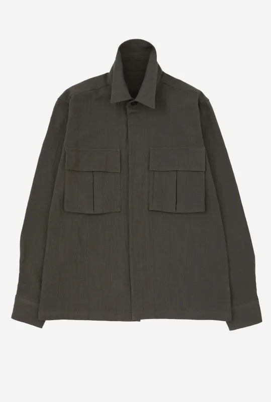 Field Overshirt Mesh Cotton Olive made by Anglo Italian