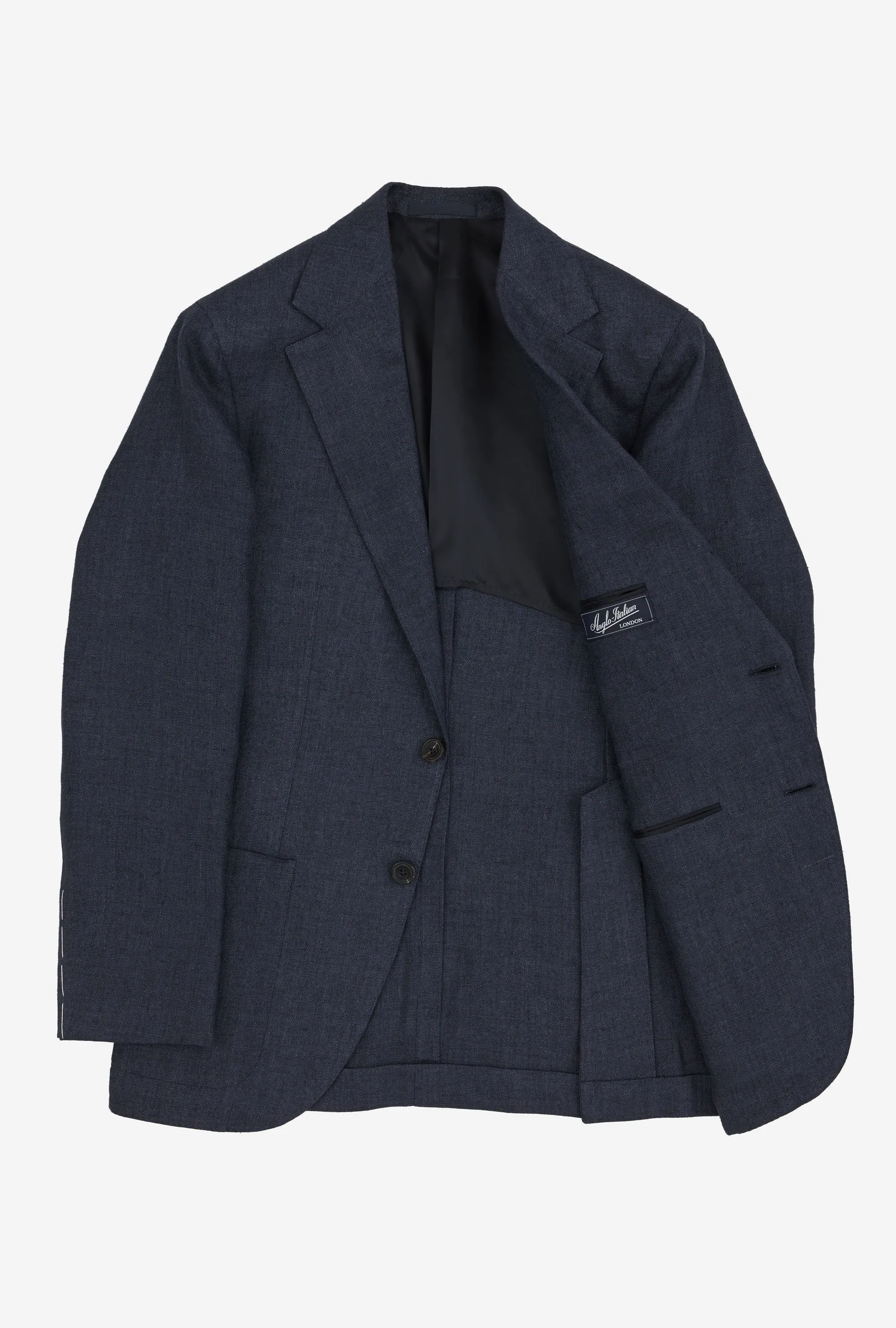 Sport Jacket Silk-Linen Navy Herringbone sold by Anglo Italian product image thumbnail 4