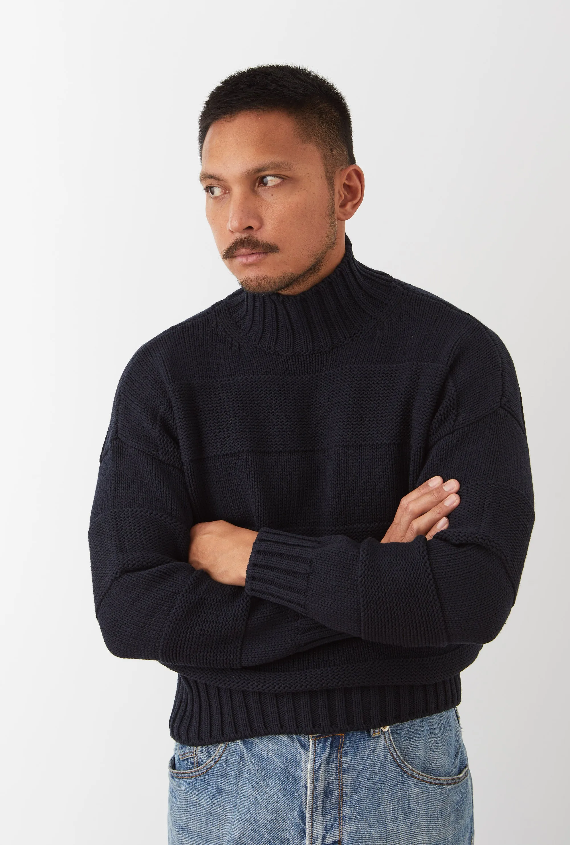 Mockneck Heavy Cotton Navy Stripe sold by Anglo Italian product image thumbnail 2