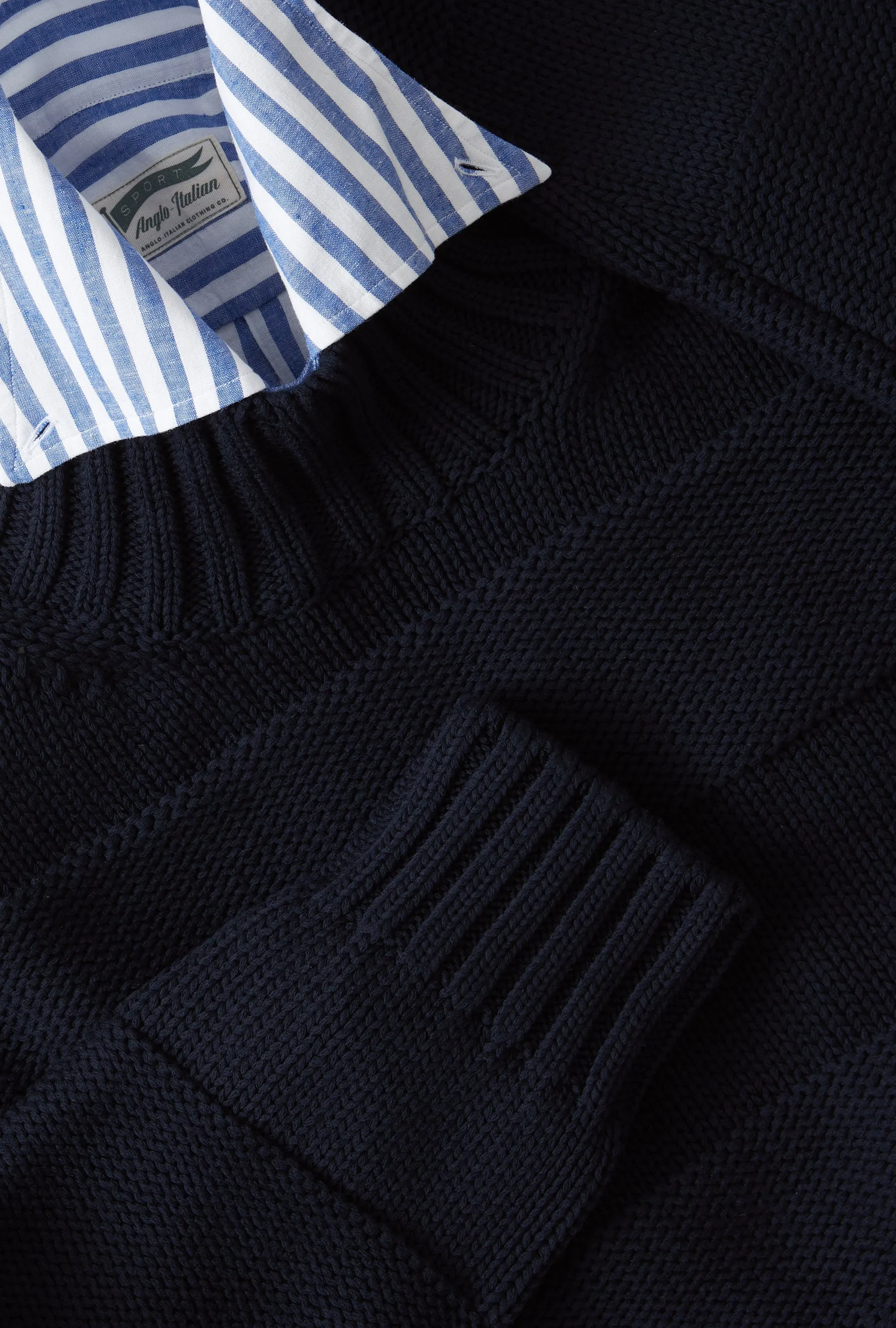 Mockneck Heavy Cotton Navy Stripe sold by Anglo Italian product image thumbnail 3