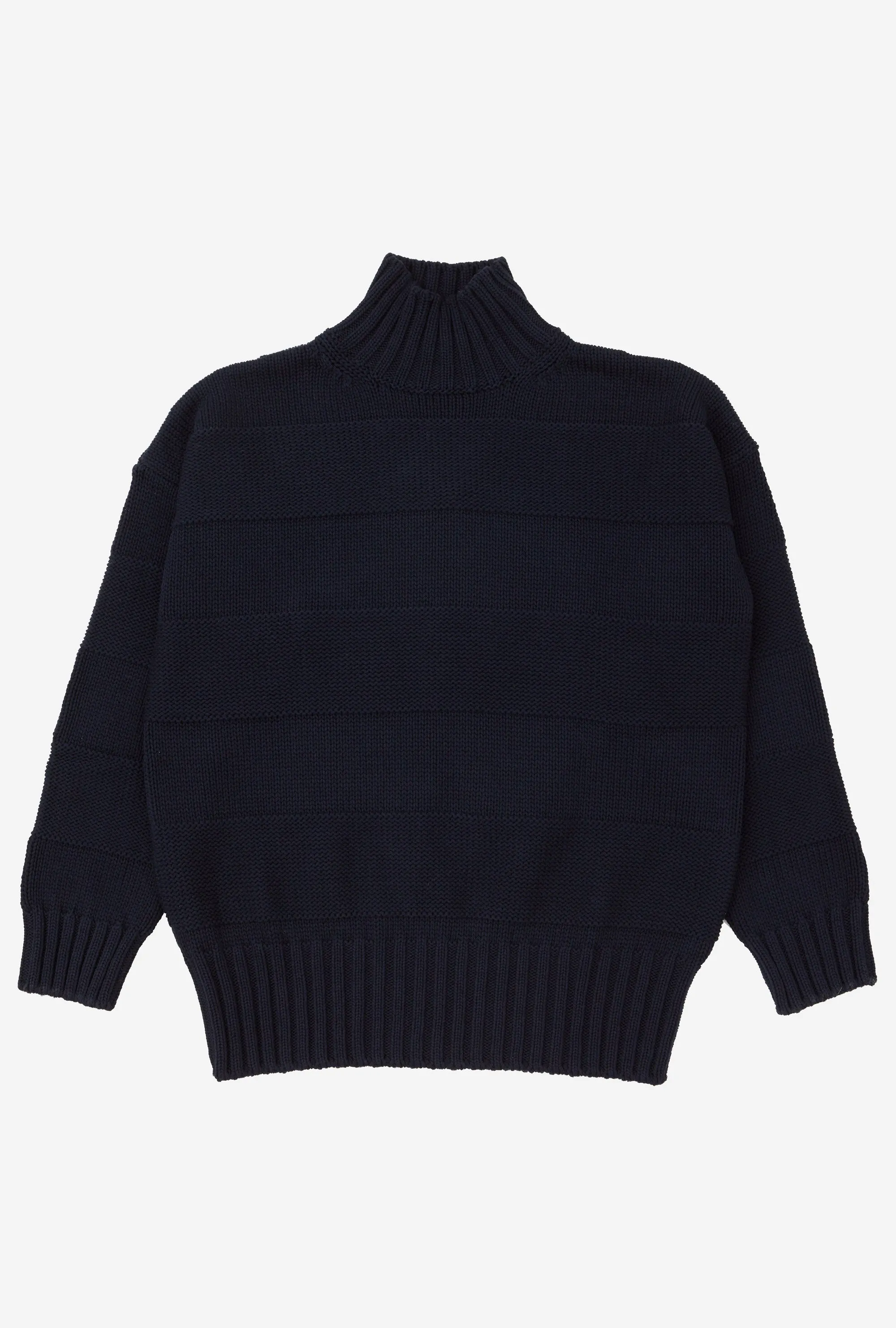 Mockneck Heavy Cotton Navy Stripe sold by Anglo Italian
