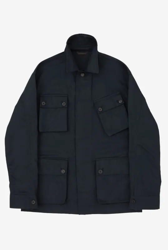 Field Jacket Waxed Cotton Canvas Navy made by Anglo Italian