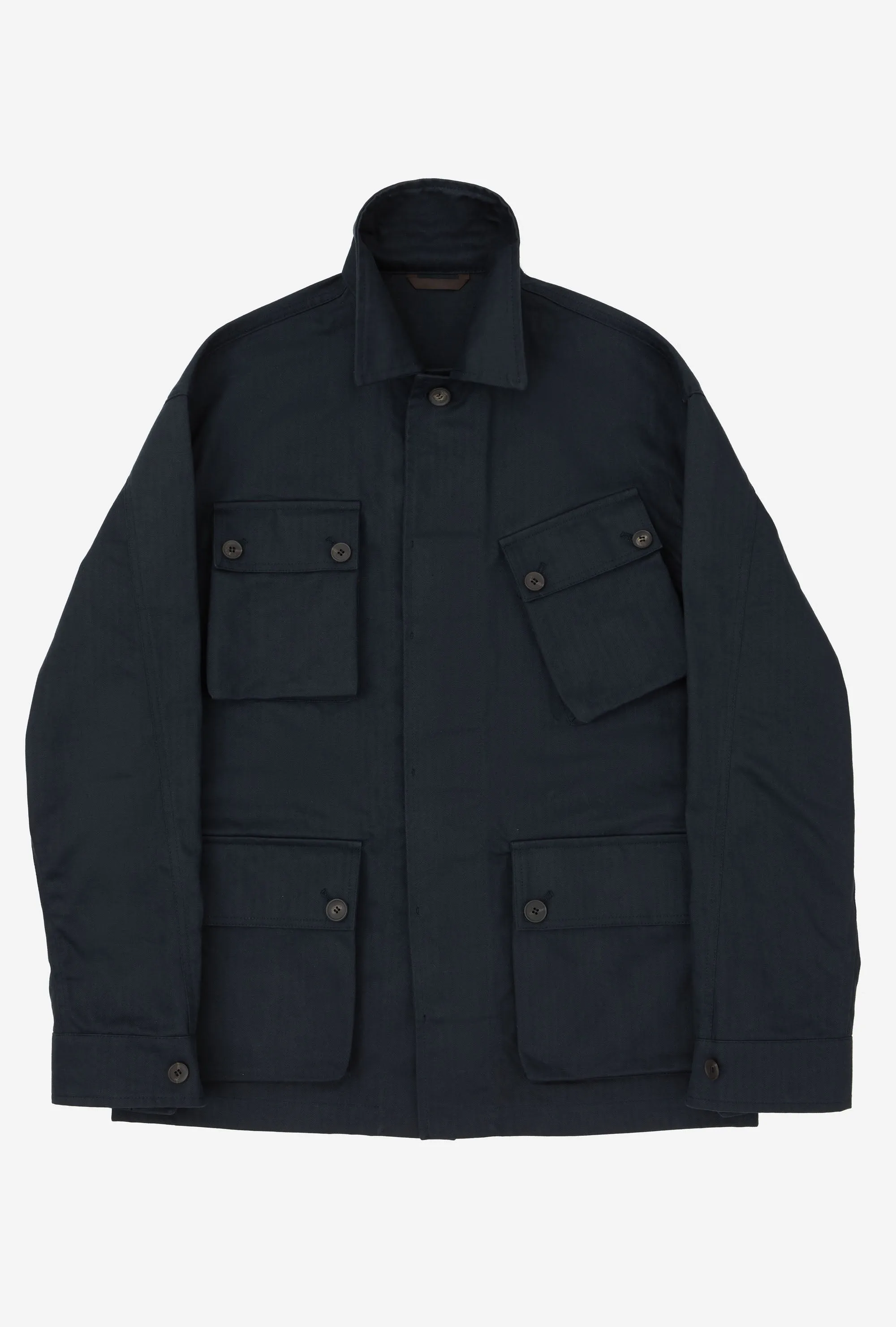 Field Jacket Waxed Cotton Canvas Navy sold by Anglo Italian