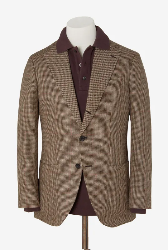 Sport Jacket Linen Sand Tickweave Blood Overcheck made by Anglo Italian