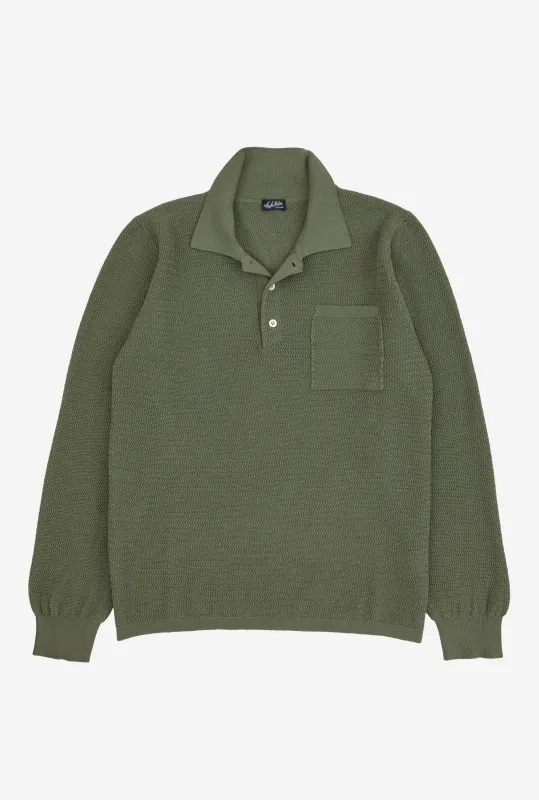 Zig Zag Polo Cotton Sage Green made by Anglo Italian