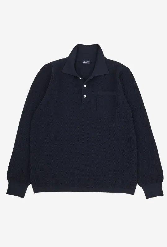 Zig Zag Polo Cotton Navy made by Anglo Italian