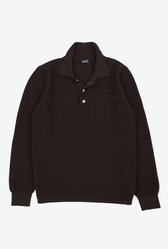 Zig Zag Polo Cotton Brown made by Anglo Italian