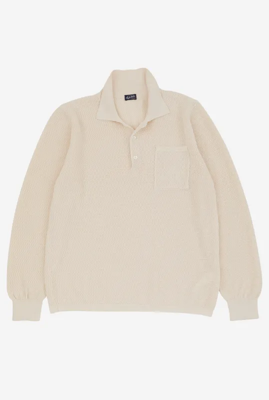 Zig Zag Polo Cotton Ecru made by Anglo Italian
