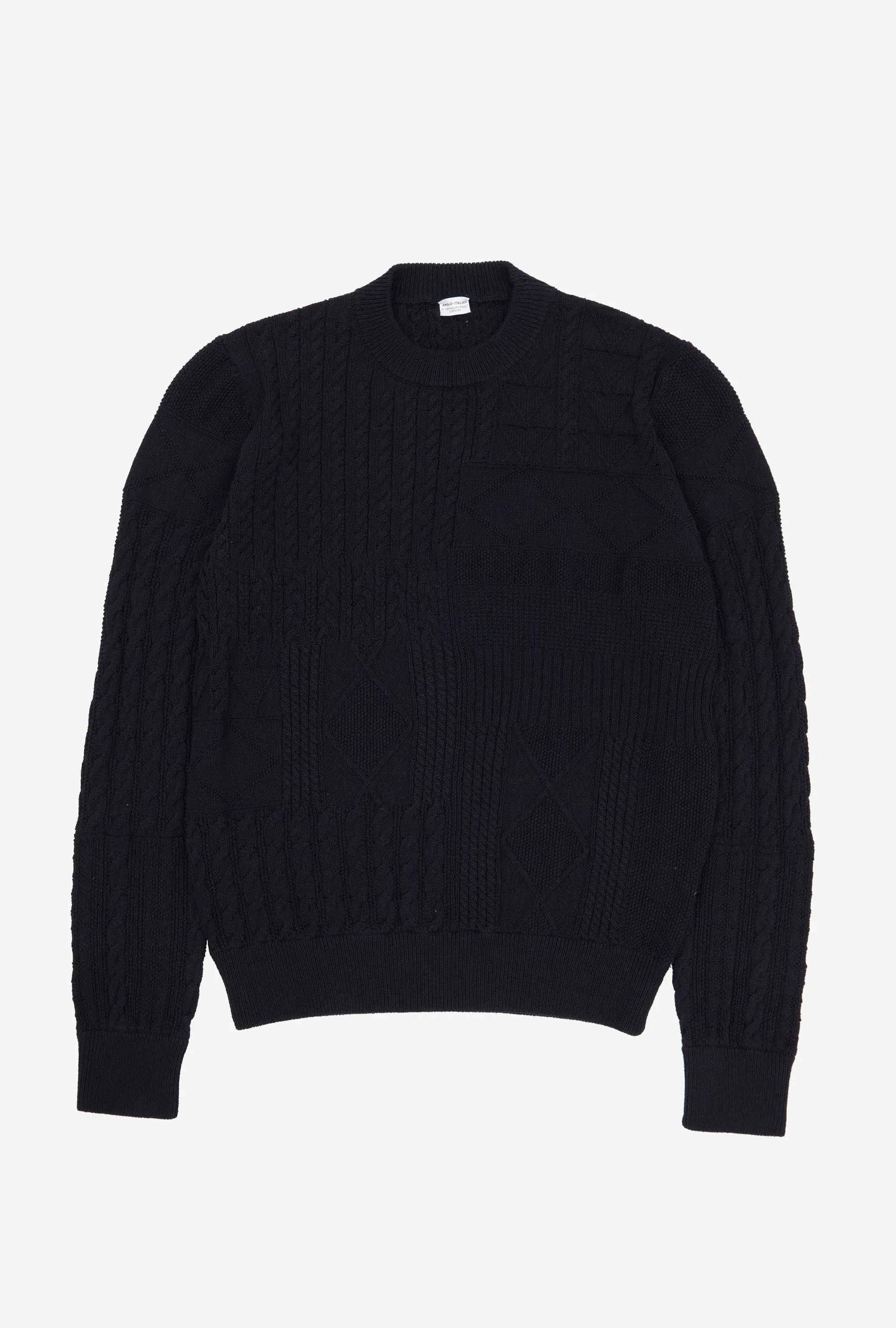 Crewneck Heavy Cotton Navy Patchwork sold by Anglo Italian