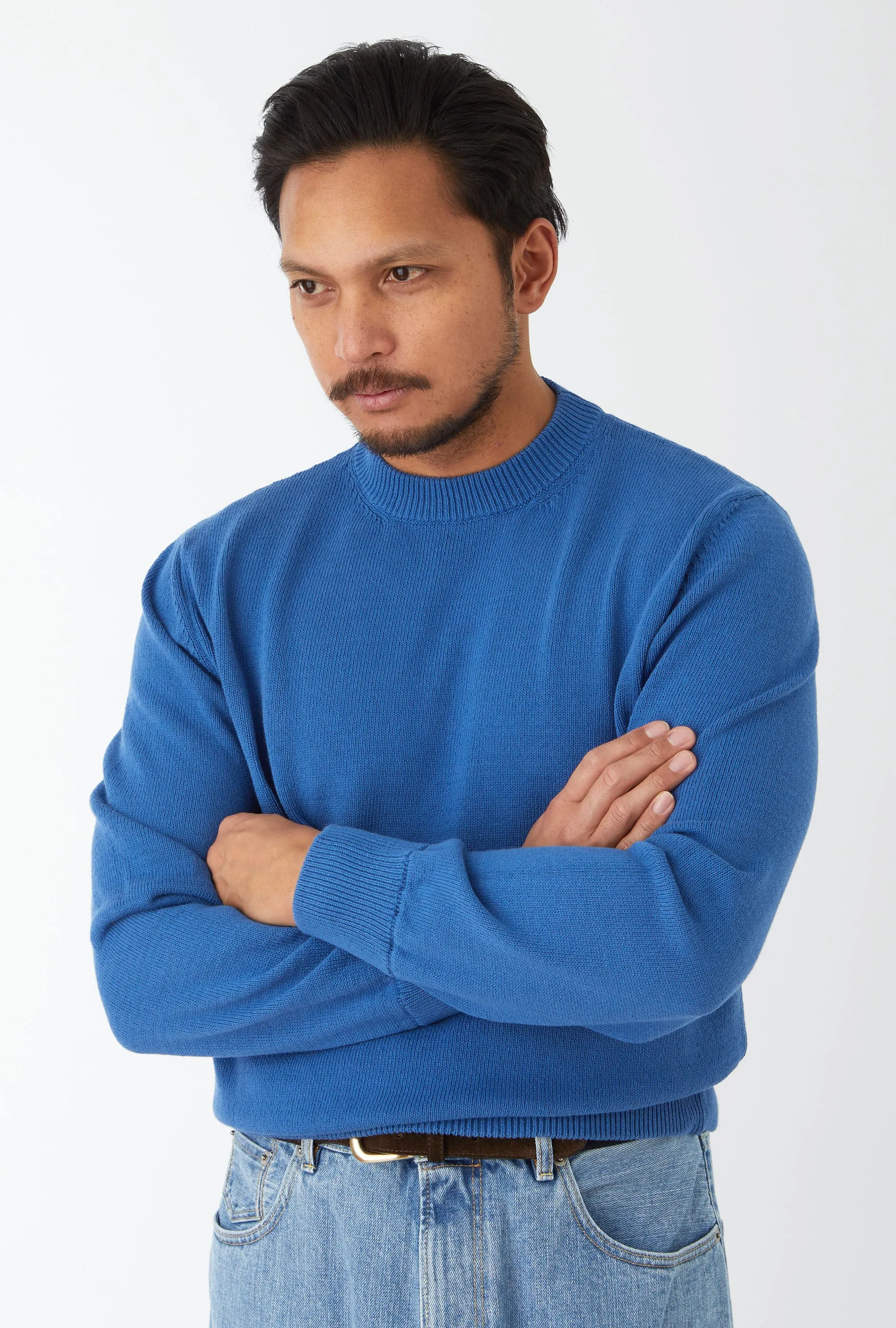 Crewneck Heavy Cotton Cobalt Blue sold by Anglo Italian product image thumbnail 2