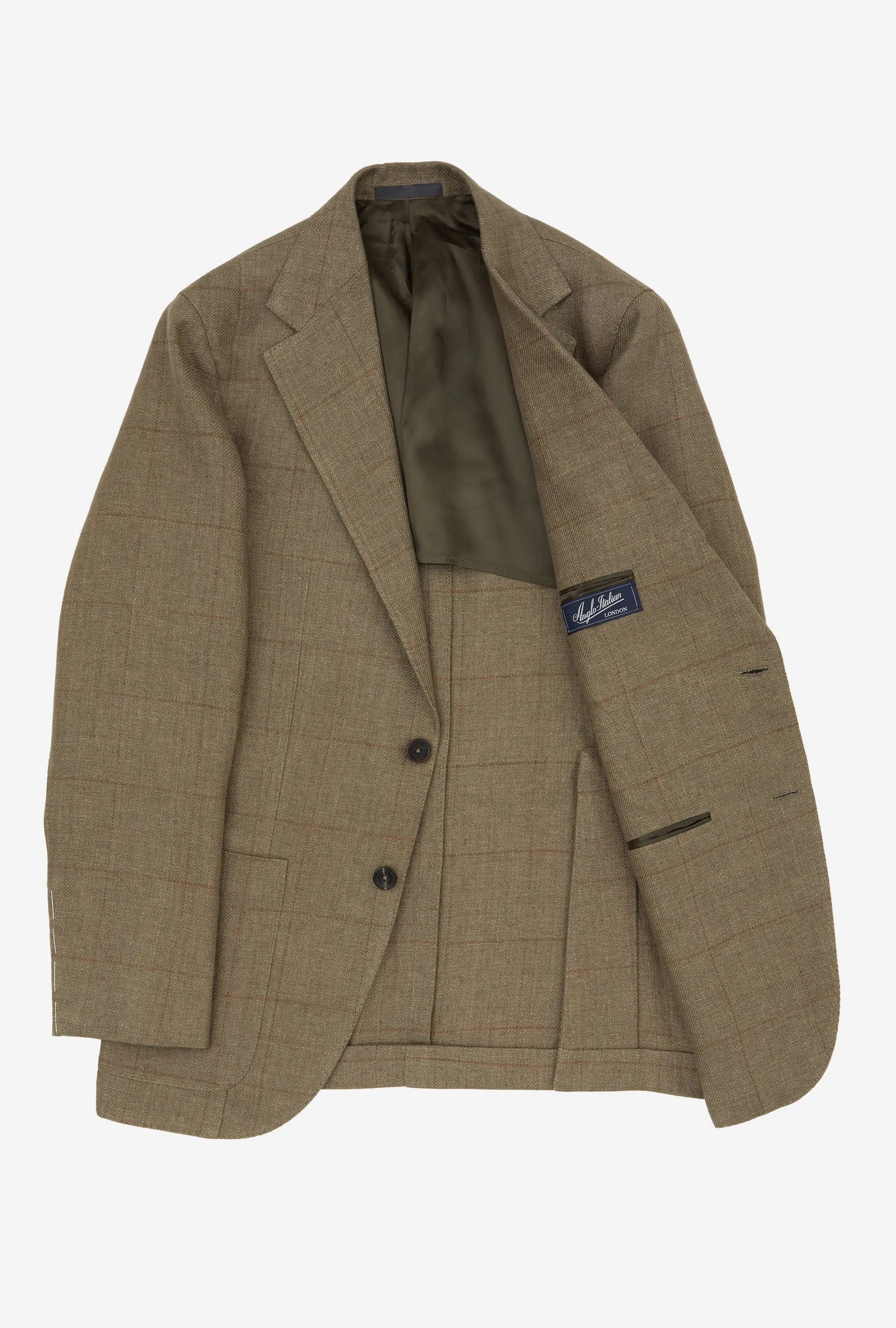 Sport Jacket Linen Sand Twill Bronze Windowpane sold by Anglo Italian product image thumbnail 4