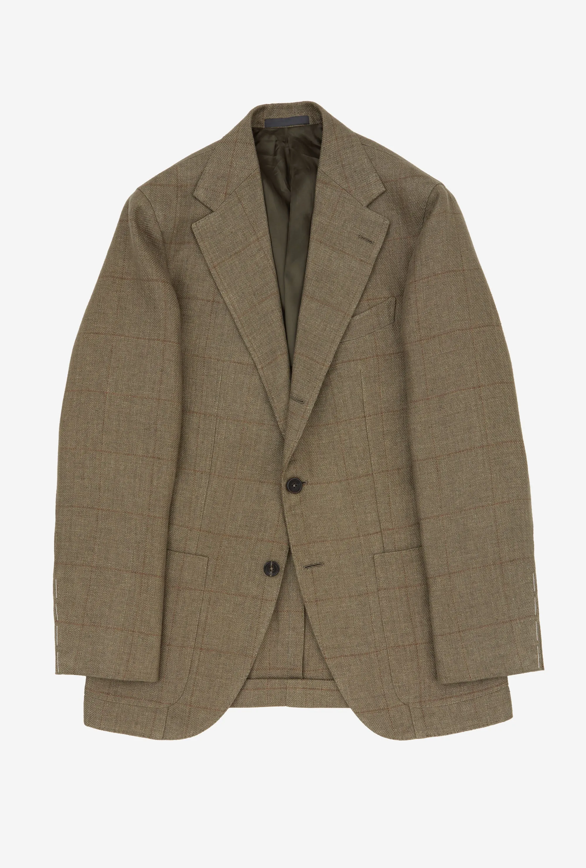 Sport Jacket Linen Sand Twill Bronze Windowpane sold by Anglo Italian product image thumbnail 2
