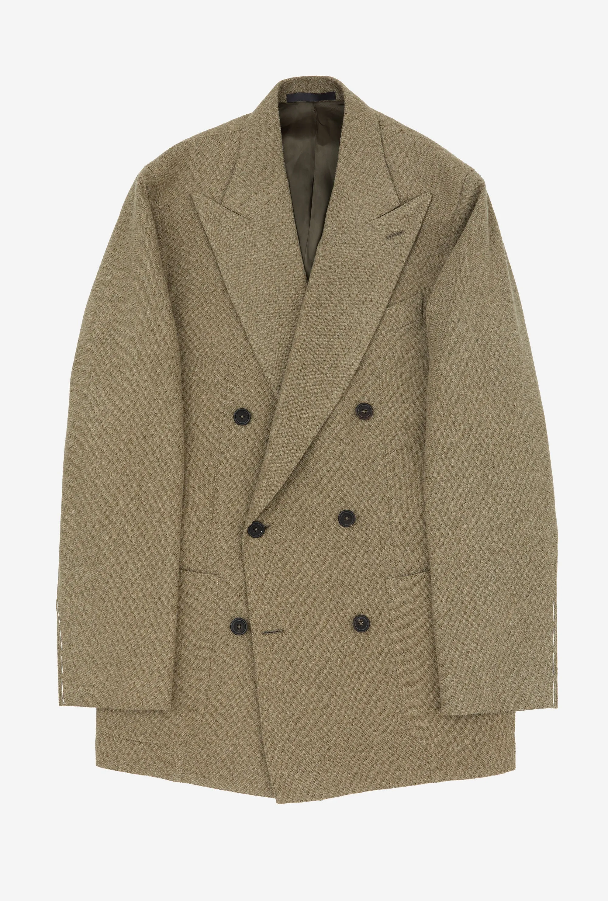 Sport Jacket Double Breasted Olive Silk Linen Basketweave sold by Anglo Italian product image thumbnail 2
