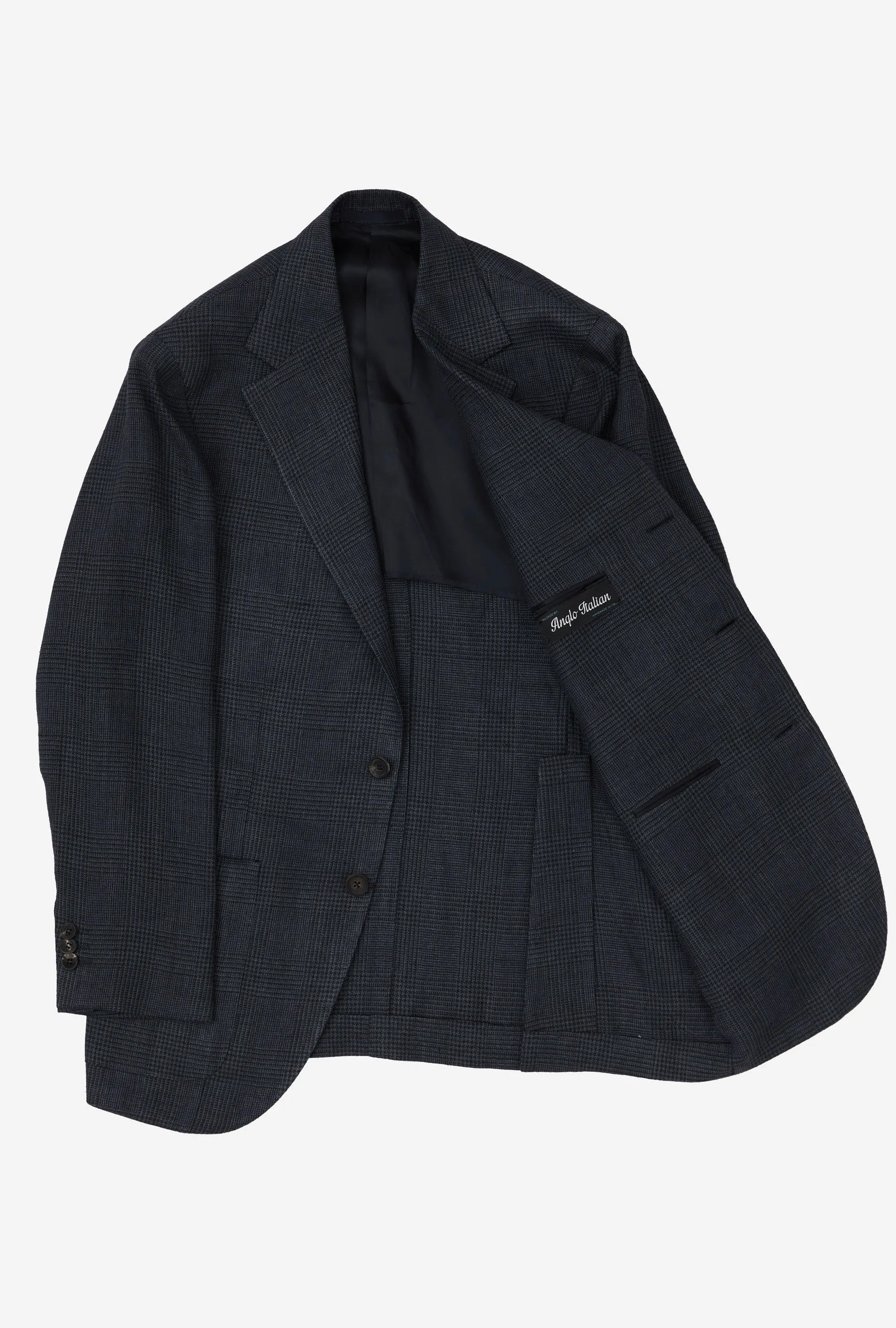 Sport Jacket Silk Linen Navy Glen Plaid sold by Anglo Italian product image thumbnail 4