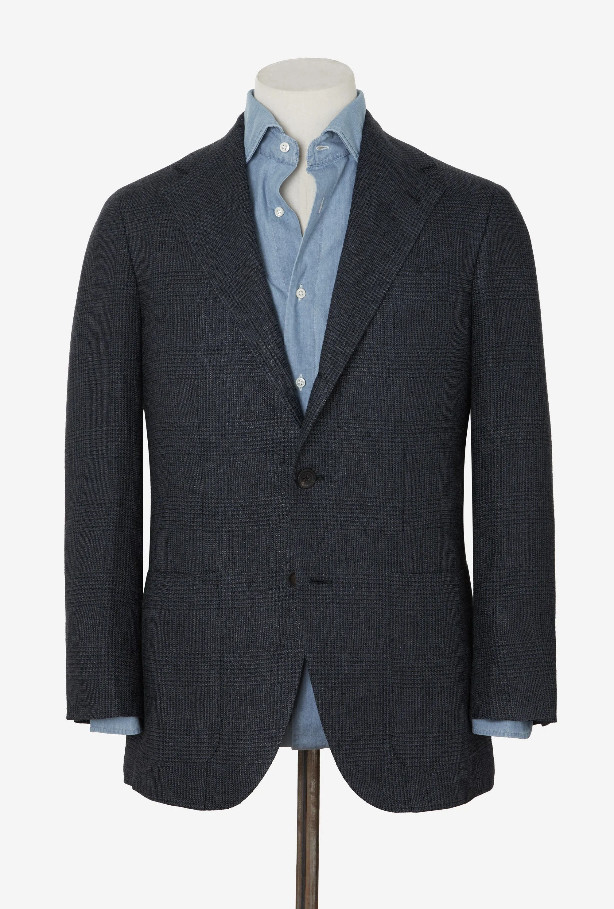 Sport Jacket Silk Linen Navy Glen Plaid sold by Anglo Italian