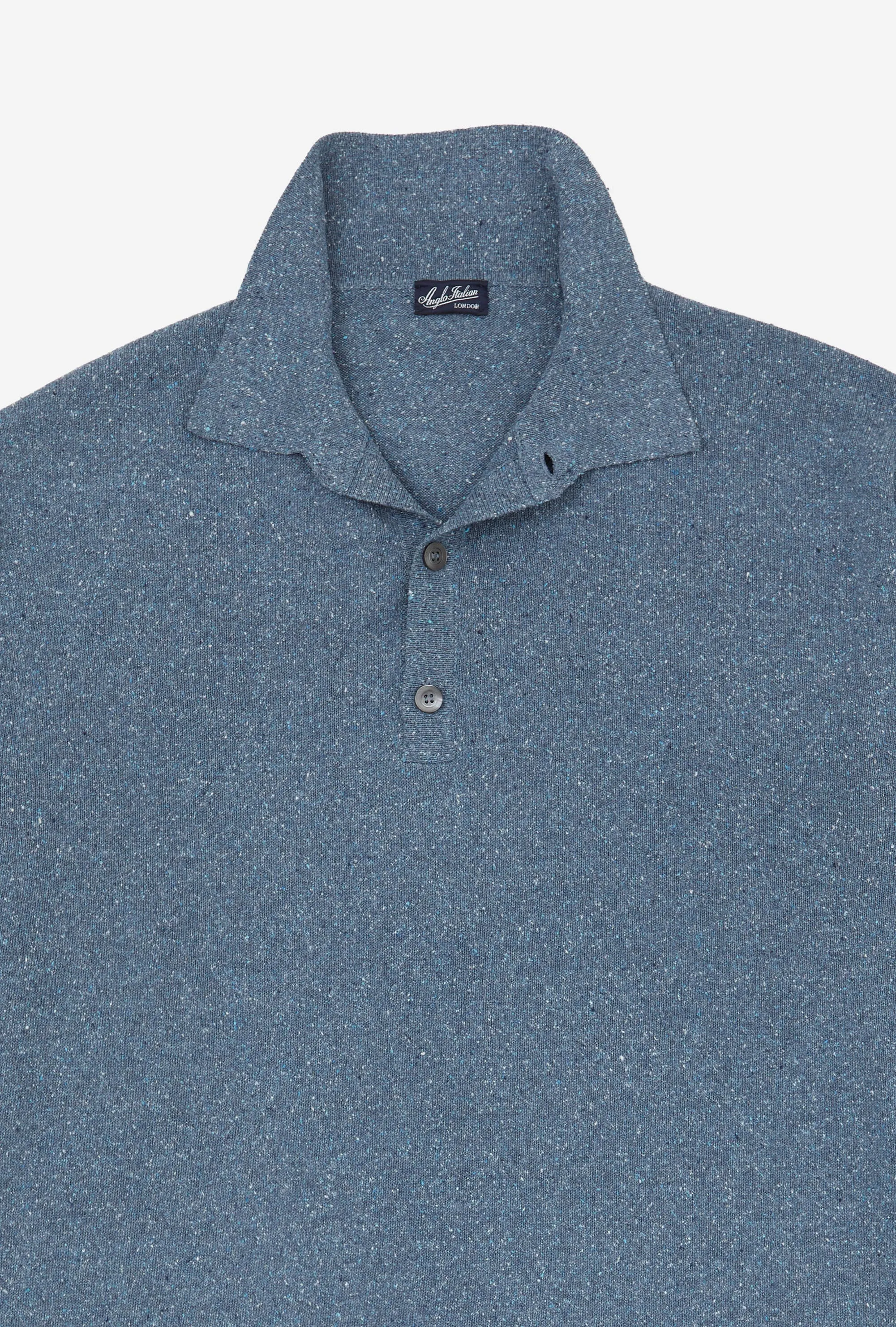 Knitted Polo Silk Airforce Blue Melange sold by Anglo Italian product image thumbnail 3