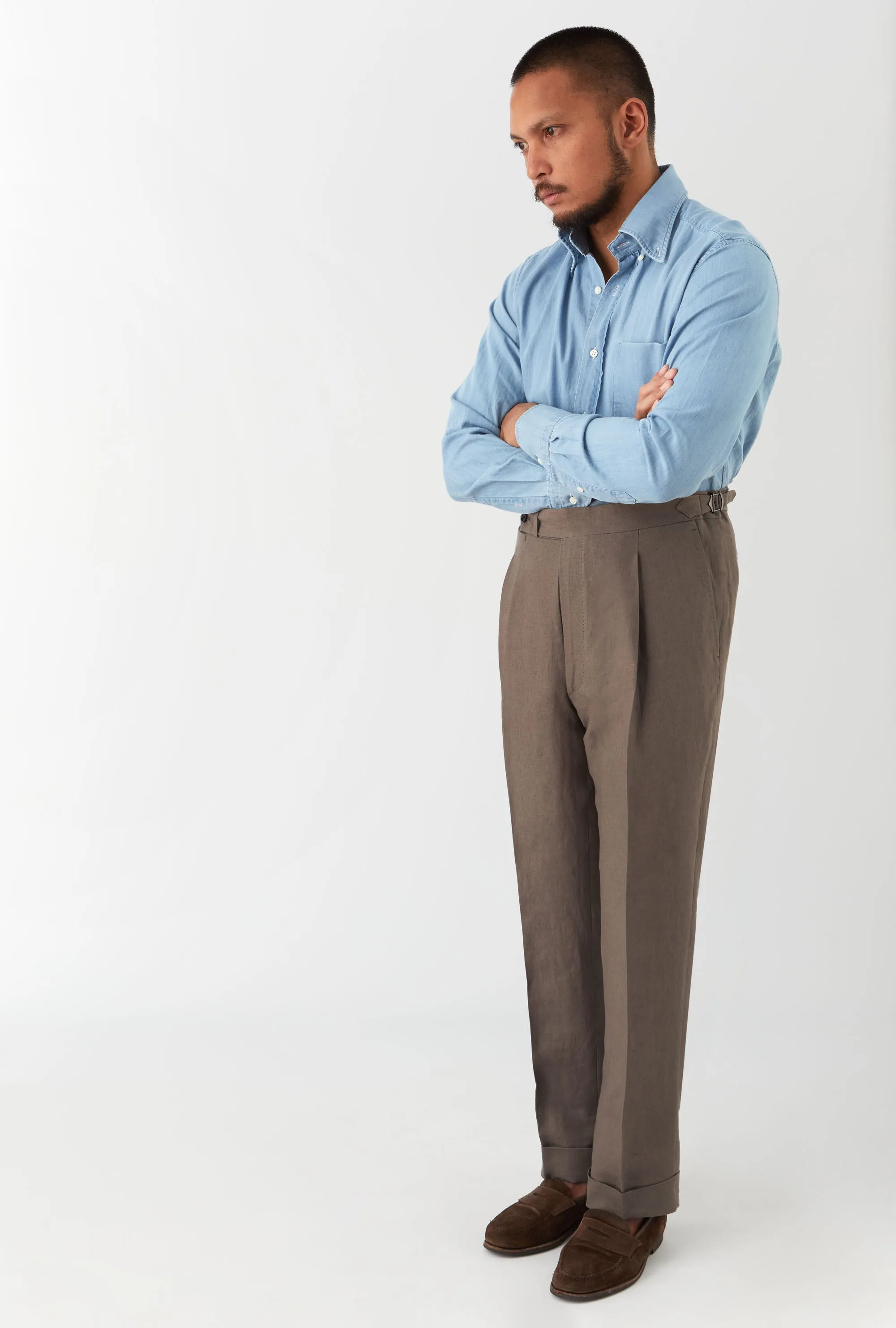Tailored Trouser Washed Linen Taupe sold by Anglo Italian product image thumbnail 2