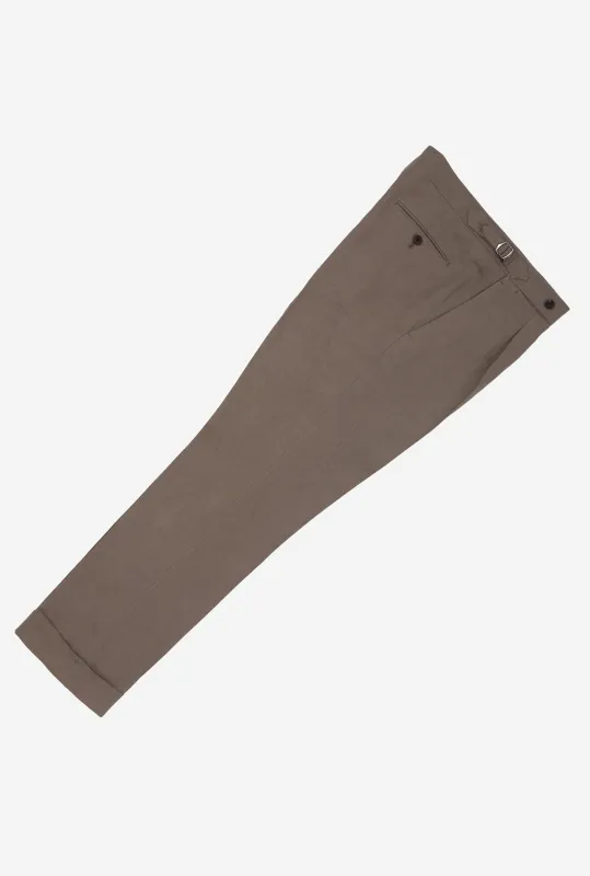 Tailored Trouser Washed Linen Taupe made by Anglo Italian