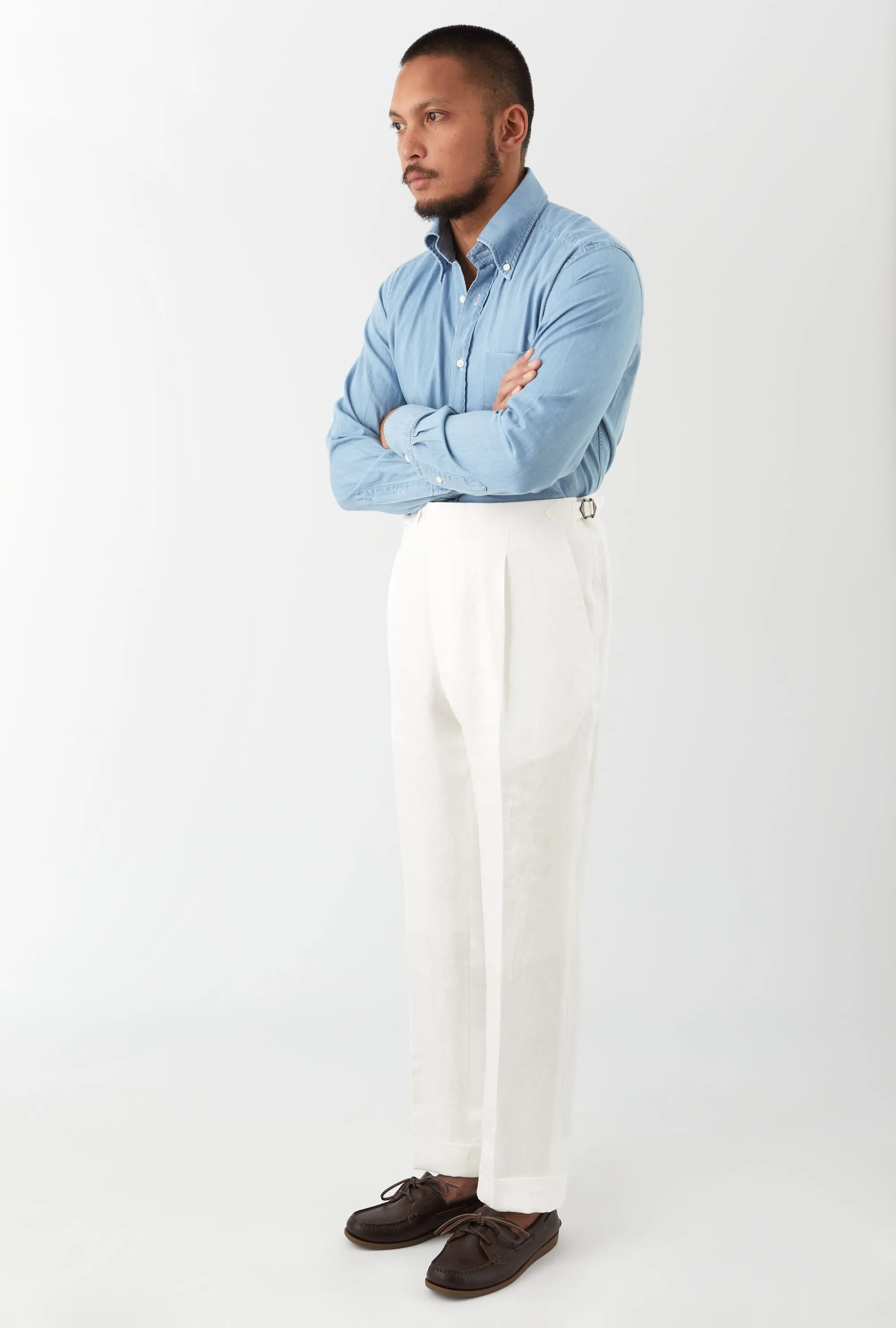 Tailored Trouser Washed Linen White sold by Anglo Italian product image thumbnail 3