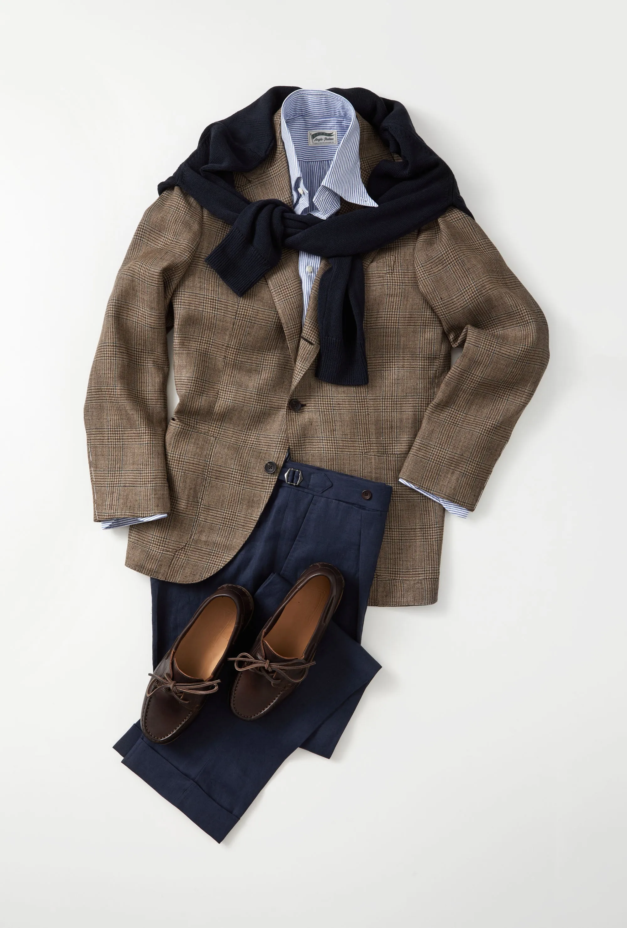 Tailored Trouser Washed Linen Navy sold by Anglo Italian product image thumbnail 2