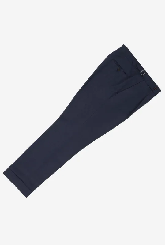 Tailored Trouser Washed Linen Navy made by Anglo Italian