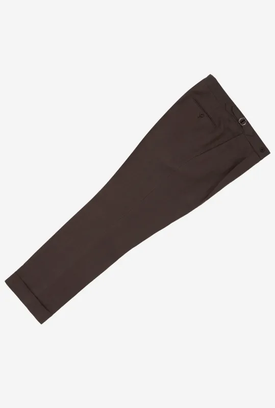 Tailored Trouser Washed Linen Brown made by Anglo Italian