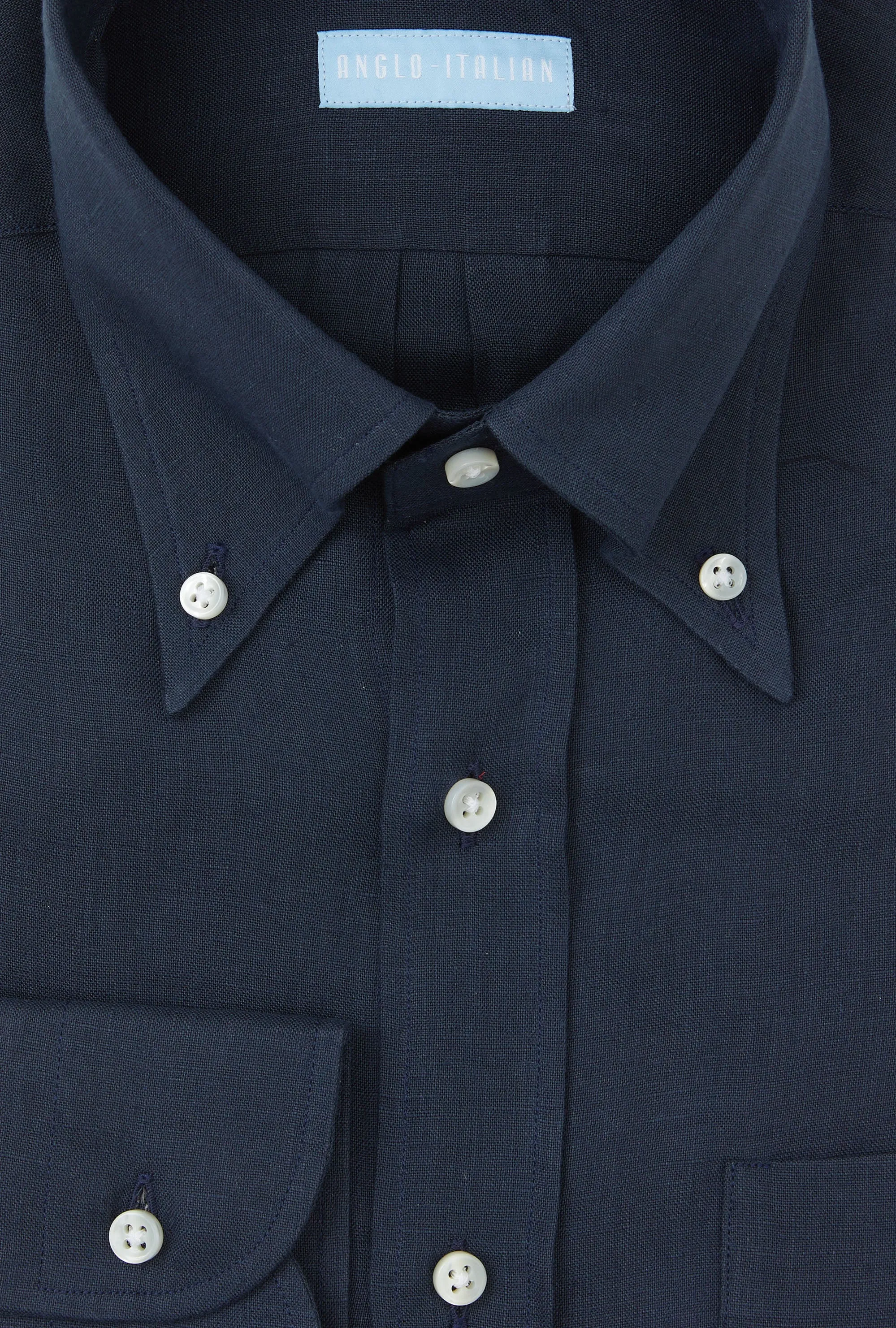 Button Down Linen Shirt Navy sold by Anglo Italian product image thumbnail 3