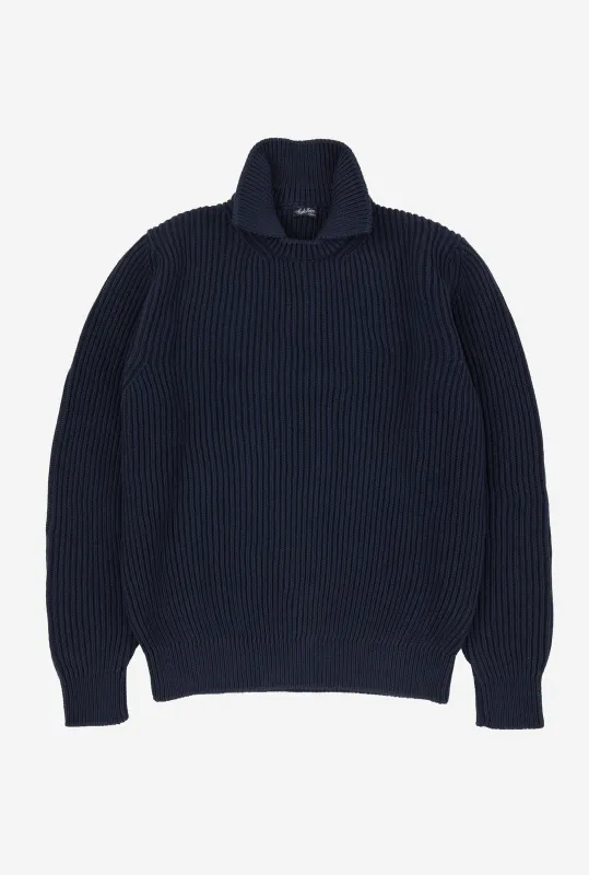Stromboli Ribbed Cotton Wool Navy made by Anglo Italian