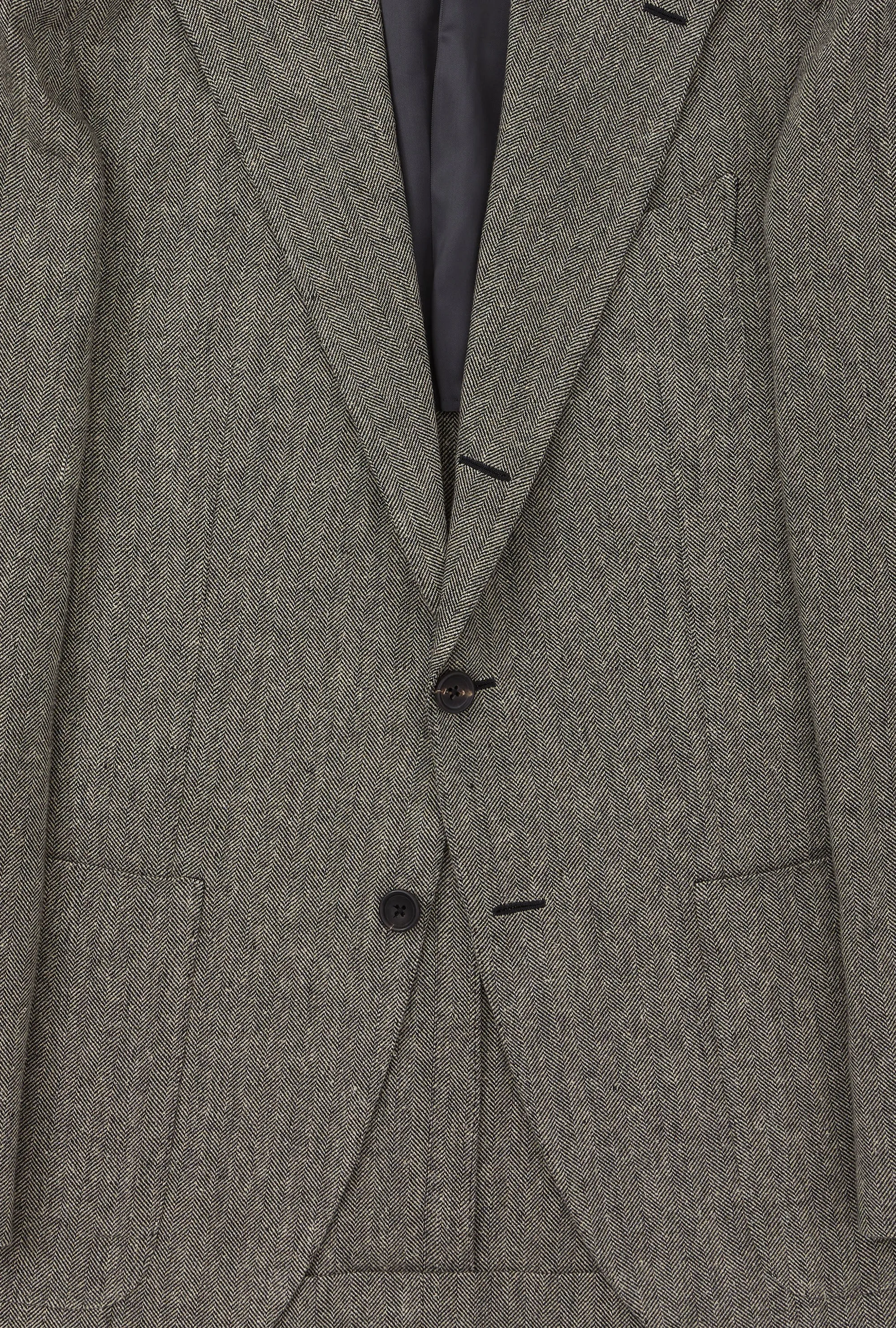 Sport Jacket Linen Cotton Silk Ecru Black Herringbone sold by Anglo Italian product image thumbnail 4