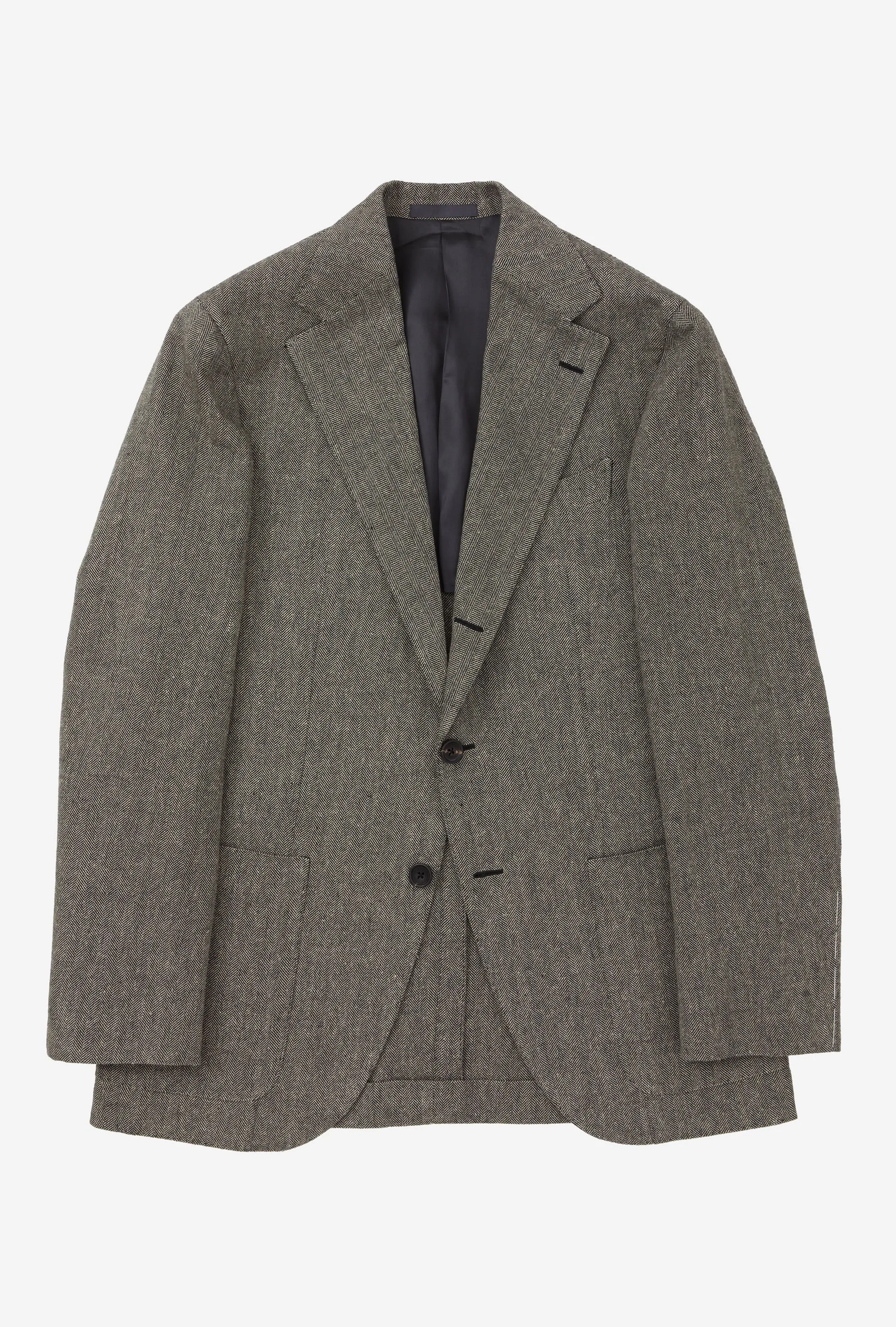 Sport Jacket Linen Cotton Silk Ecru Black Herringbone sold by Anglo Italian product image thumbnail 2