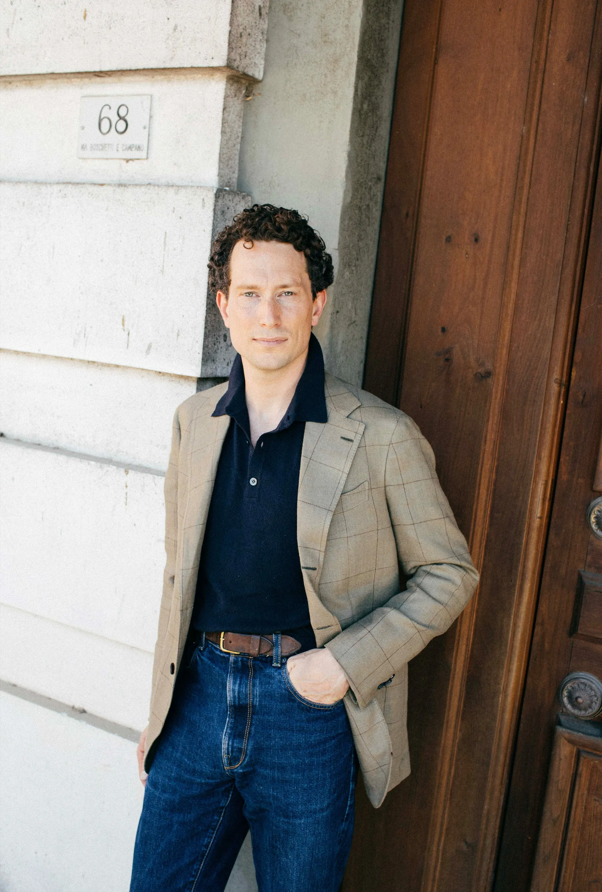 Sport Jacket Silk-Linen Sage Twill Brown Overcheck sold by Anglo Italian product image thumbnail 2