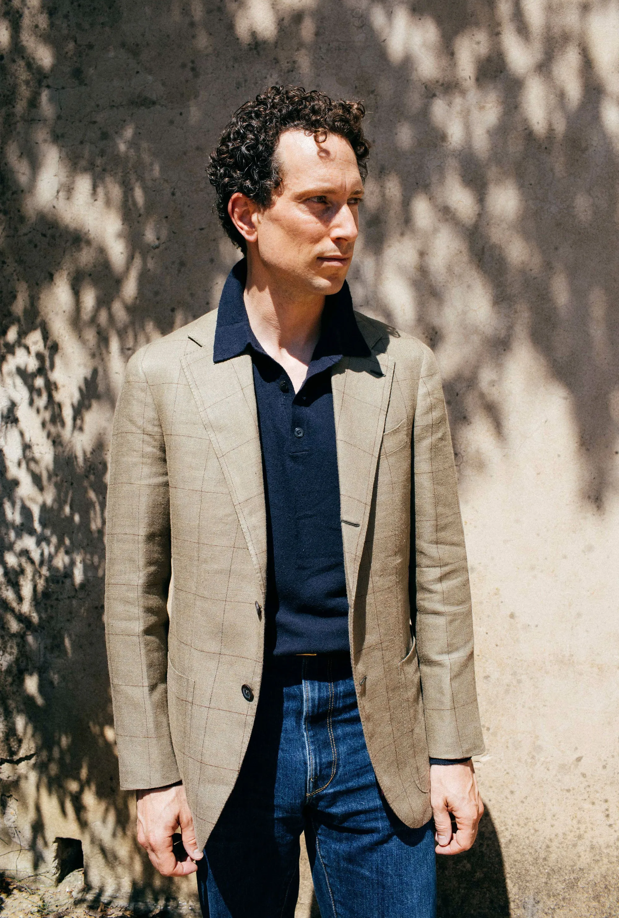 Sport Jacket Silk-Linen Sage Twill Brown Overcheck sold by Anglo Italian product image thumbnail 3