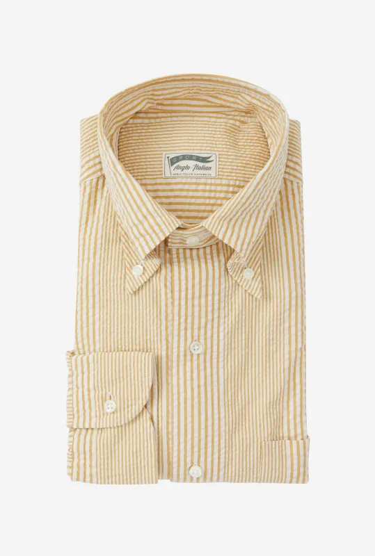 Grande Shirt Seersucker Sunflower Stripe made by Anglo Italian