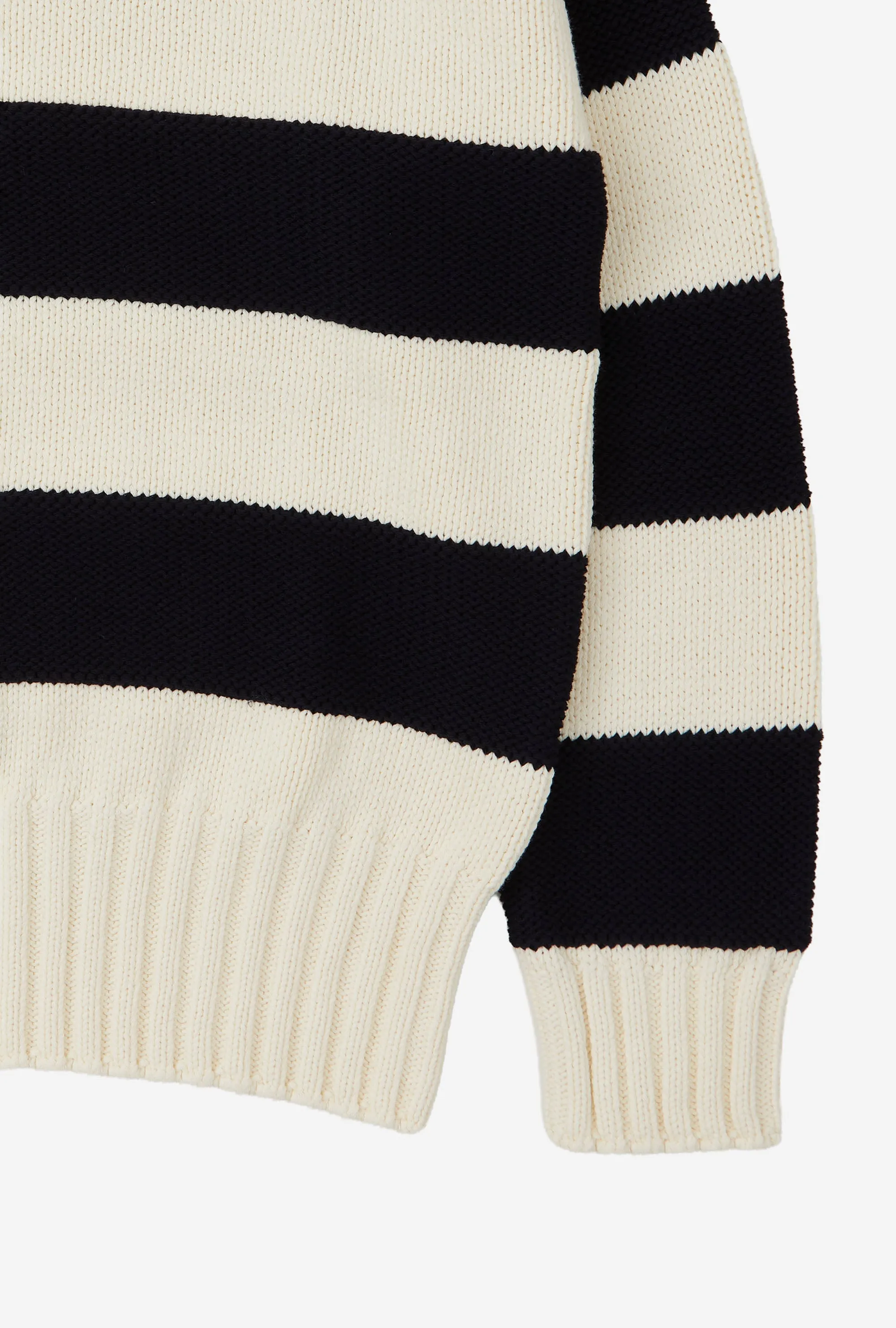 Mockneck Cotton Ecru Navy Stripe sold by Anglo Italian product image thumbnail 3