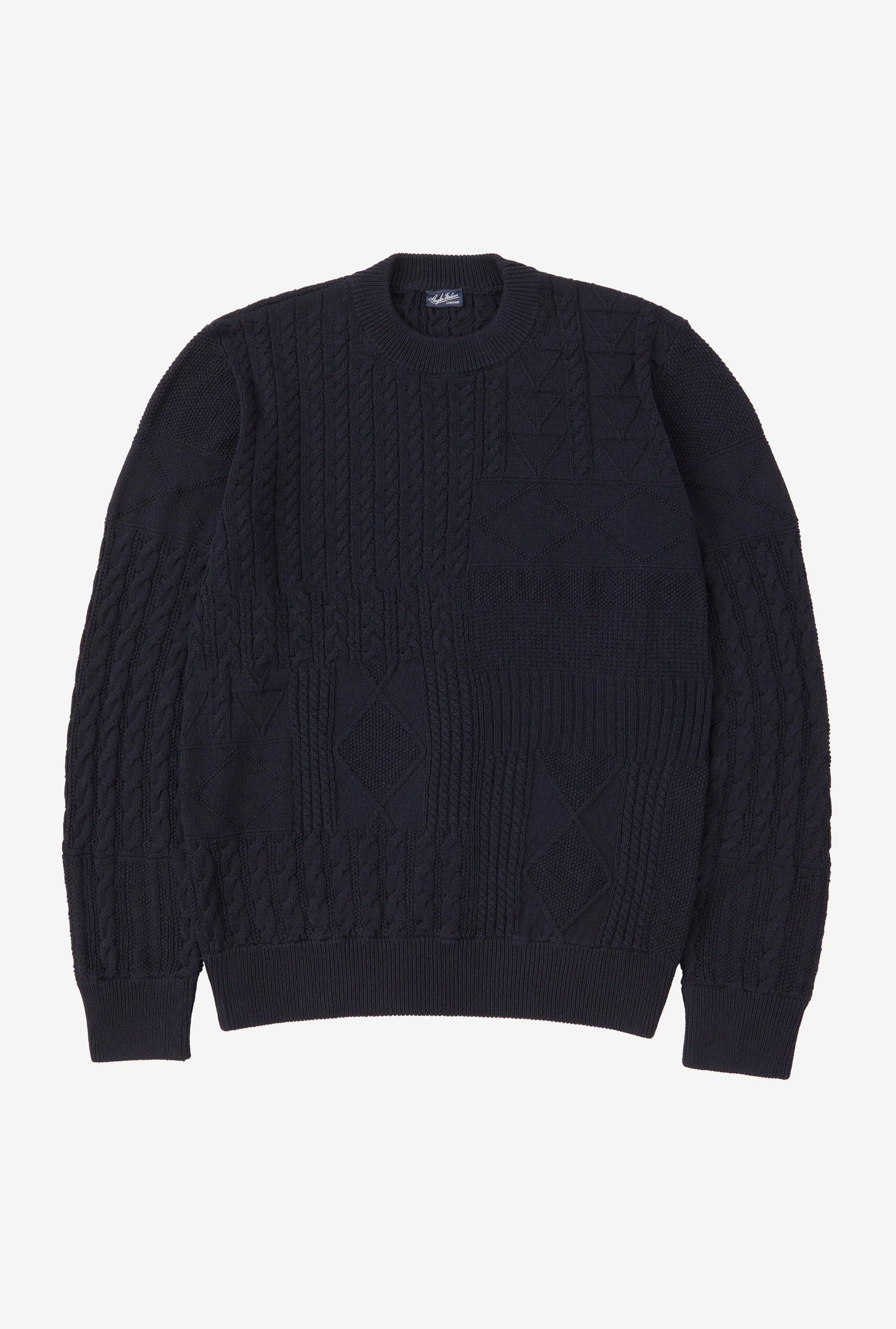 Crewneck Cotton Navy Patchwork sold by Anglo Italian