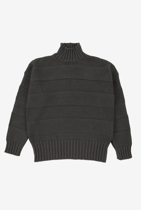 Mockneck Cotton Steel Stripe made by Anglo Italian