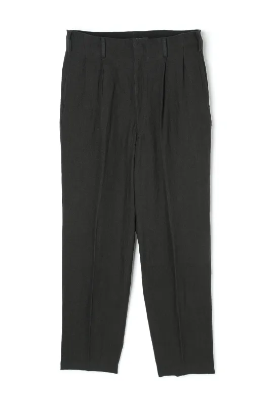Lot.779 Double Pleats Linen Trousers -Black- made by Attractions