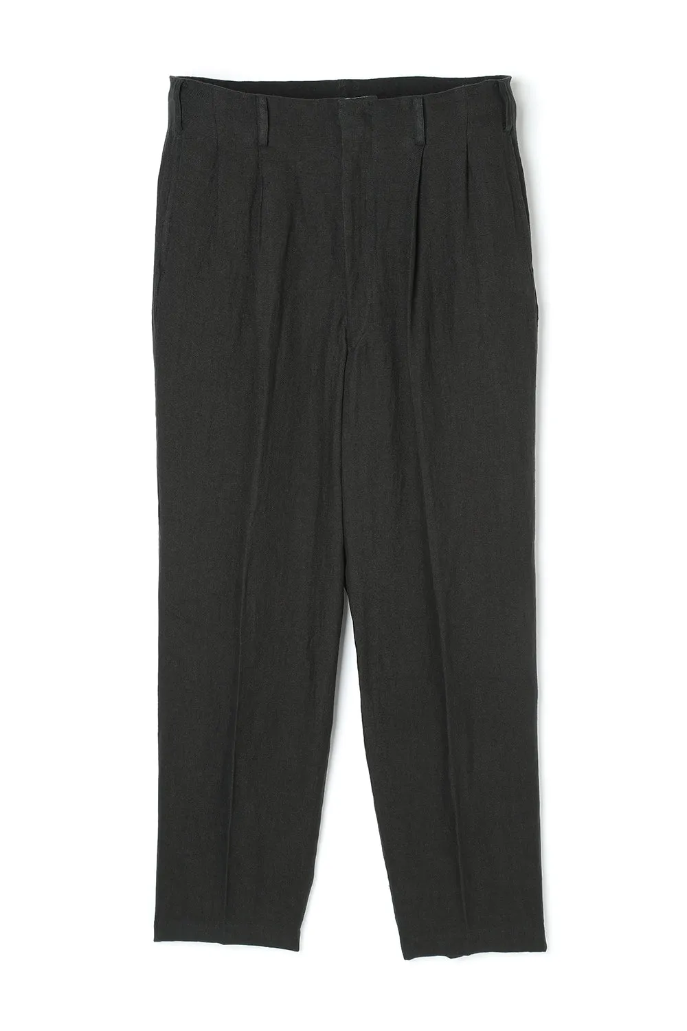 Lot.779 Double Pleats Linen Trousers -Black- sold by Attractions