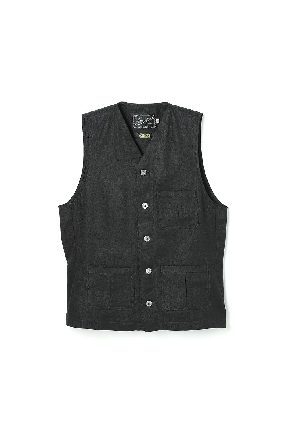 Classical Linen Vest Black sold by Attractions